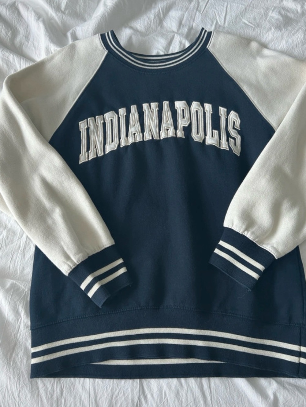 Indianapolis Navy and White Raglan Sweatshirt